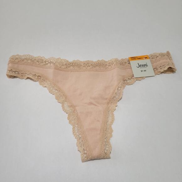 Jenni Women's Lace-Trim Thong Underwear Panties Chai NWT Size Small - Picture 2 of 5